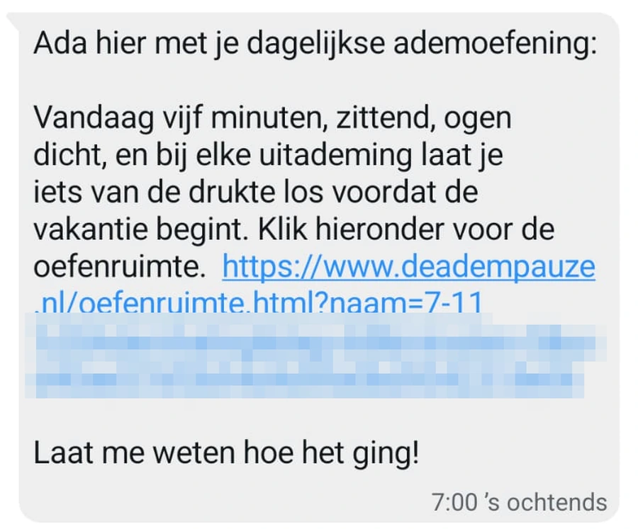 Het ochtendbericht van Ada met de oefening van vandaag en de link naar de oefenruimte